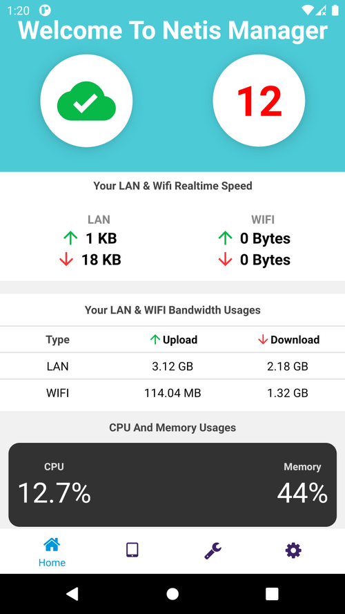 Netis Router Manager Home Screen