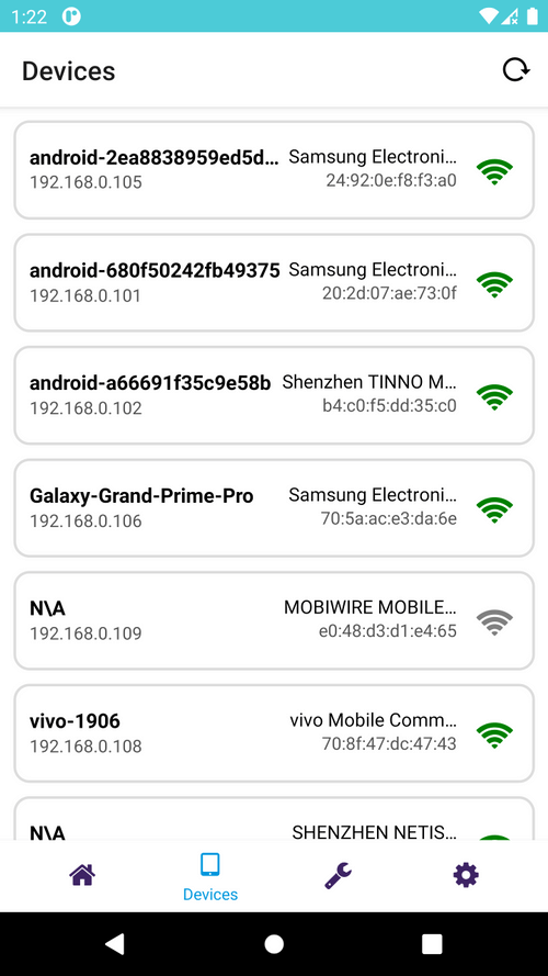 Netis Router Manager Devices Screen